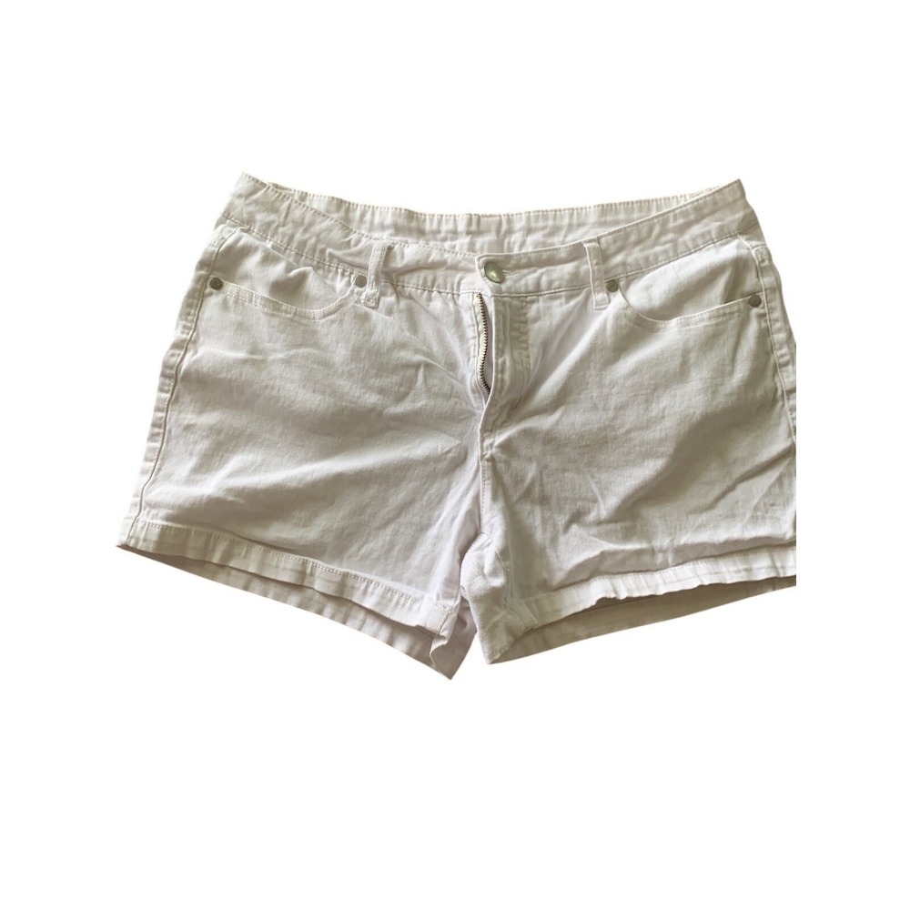 Faded Glory Womens White Denim‎ Shorts Casual Five Pocket Design Size 14